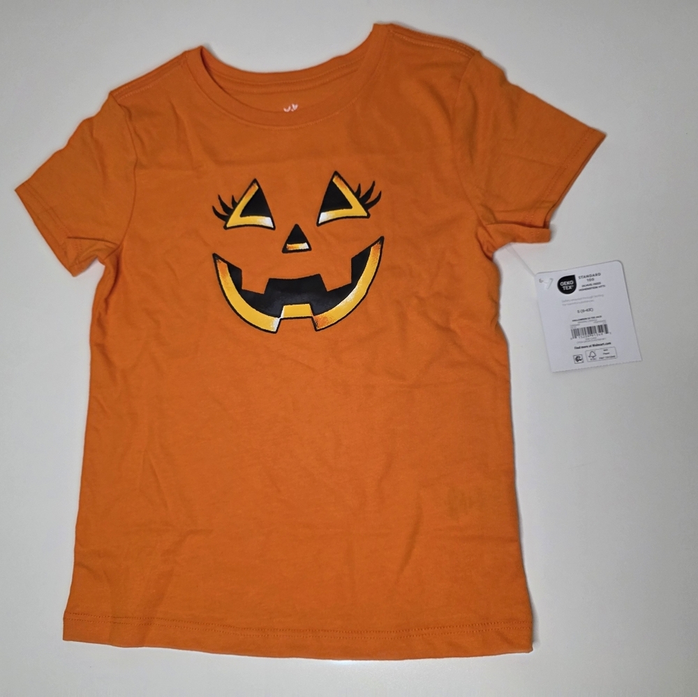 Orange Pumpkin Face Kids Tee